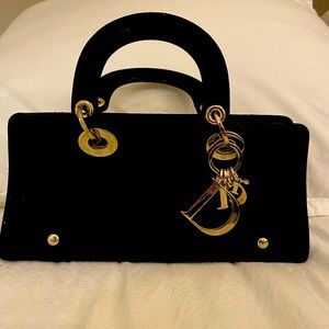 Christian Dior black satin small purse